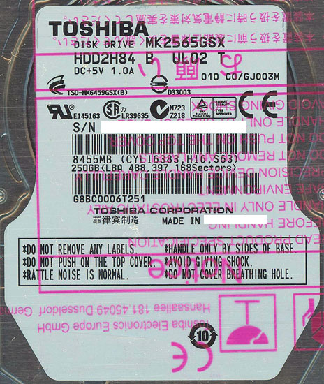 MK2565GSX (250GB 9.5mm)