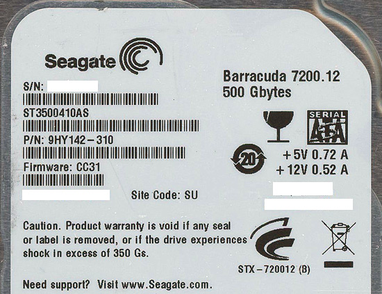 ST3500410AS (500GB SATA 7200)